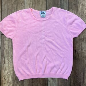 Lilly Pulitzer Pink 100% Cotton Puff Sleeve Sweater Knit Top